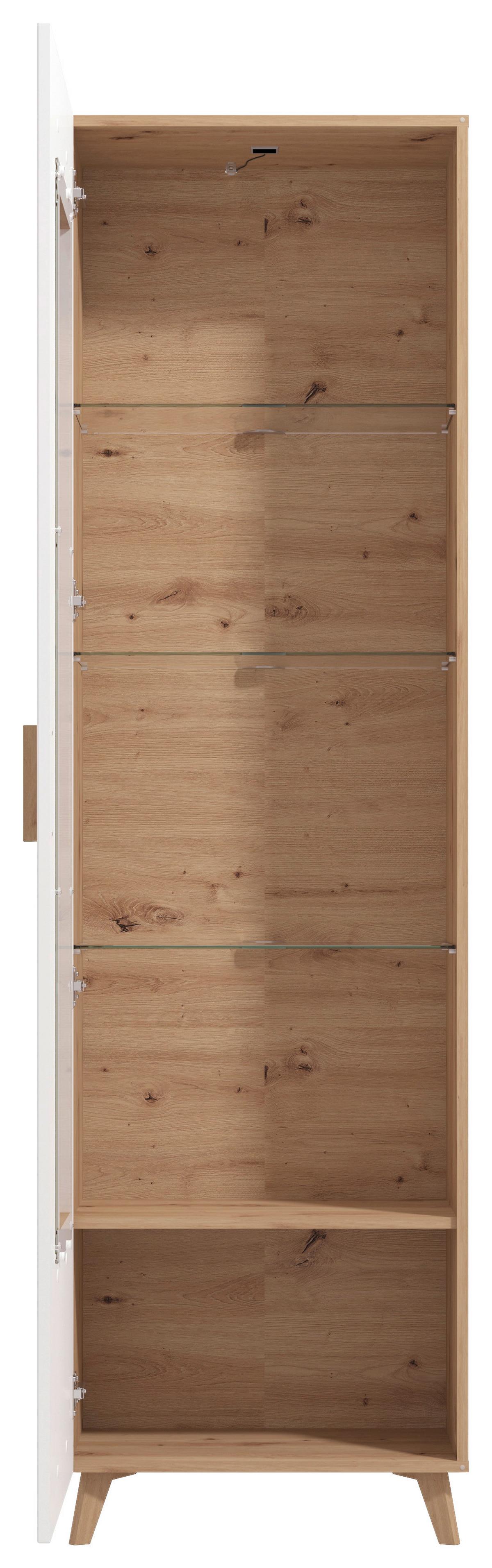 Vitrin Bretagne - tölgyfa színű/fehér, Modern, faalapú anyag (58/202/35cm) - Best Price