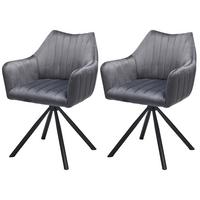 Armlehnstuhl Leila Grau/Schwarz 2-er Set - Schwarz/Grau, LIFESTYLE, Textil/Metall (60/83/59cm) - MID.YOU