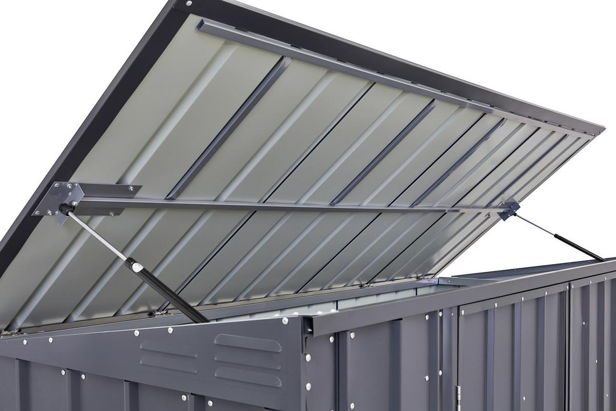 Mülltonnenbox für 3 Tonnen BxHxT 236x131,5x101cm + Pultdach - Anthrazit, Basics, Metall (236/131,5/101cm)