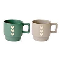 Kávéscsésze Lina - taupe/zöld, Basics, kerámia (8/7.5/8cm) - Luca Bessoni