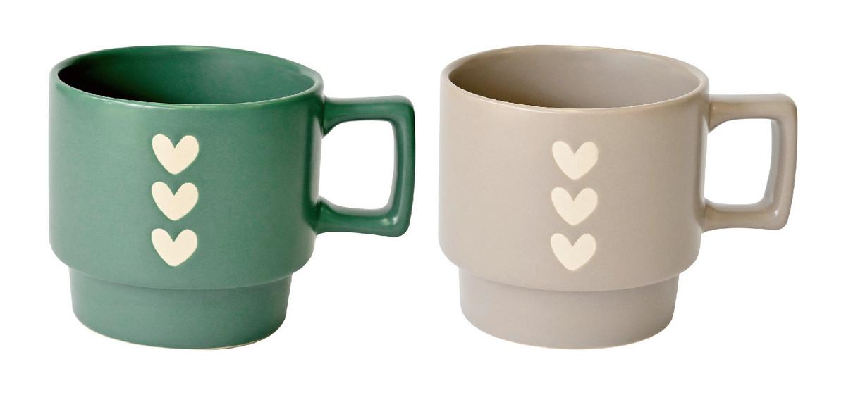 Kávéscsésze Lina - taupe/zöld, Basics, kerámia (8/7.5/8cm) - Luca Bessoni