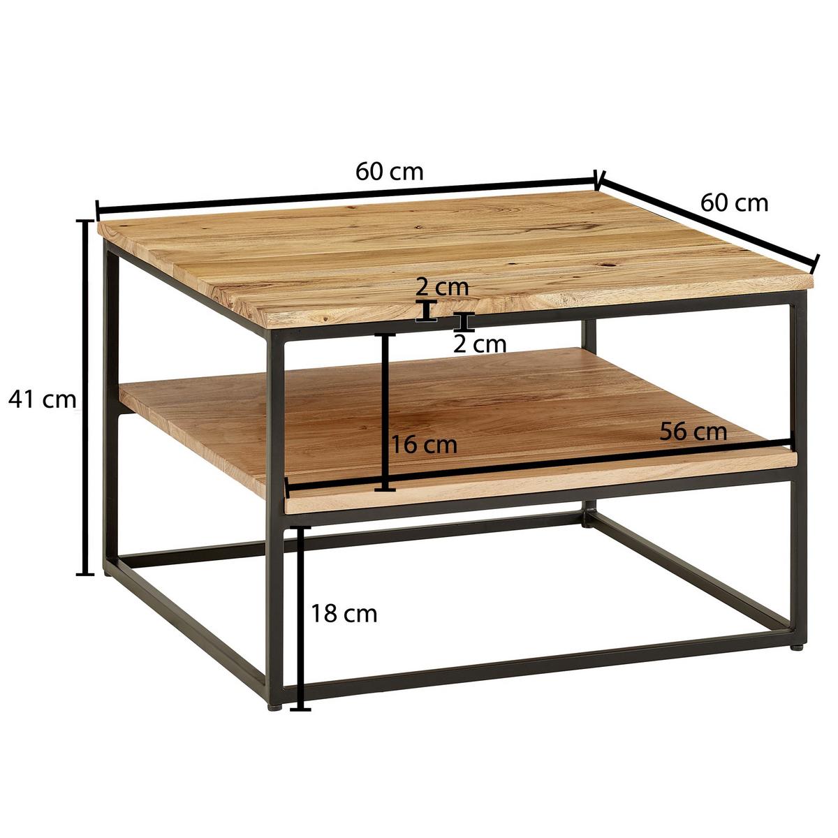 Konferenčníu stůl barvy akácie - černá/barvy akácie, Moderní, kov/dřevo (60/60/41cm) - MID.YOU