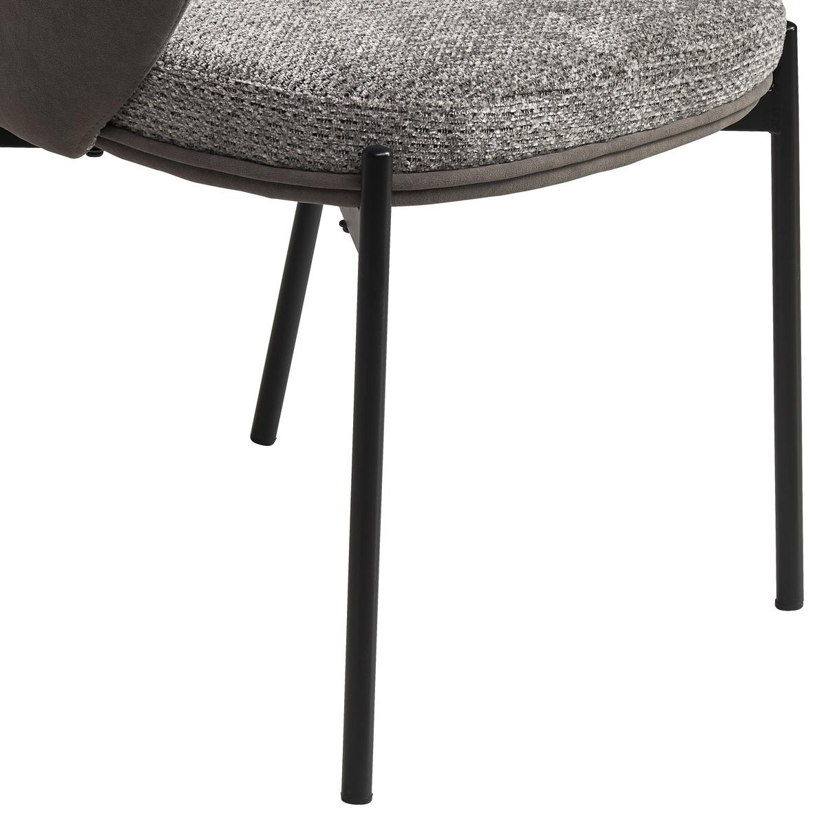 Armlehnstuhl Cara Samt Grau B: 56 cm - Schwarz/Grau, MODERN, Textil/Metall (56/76,5/57,5cm) - MID.YOU