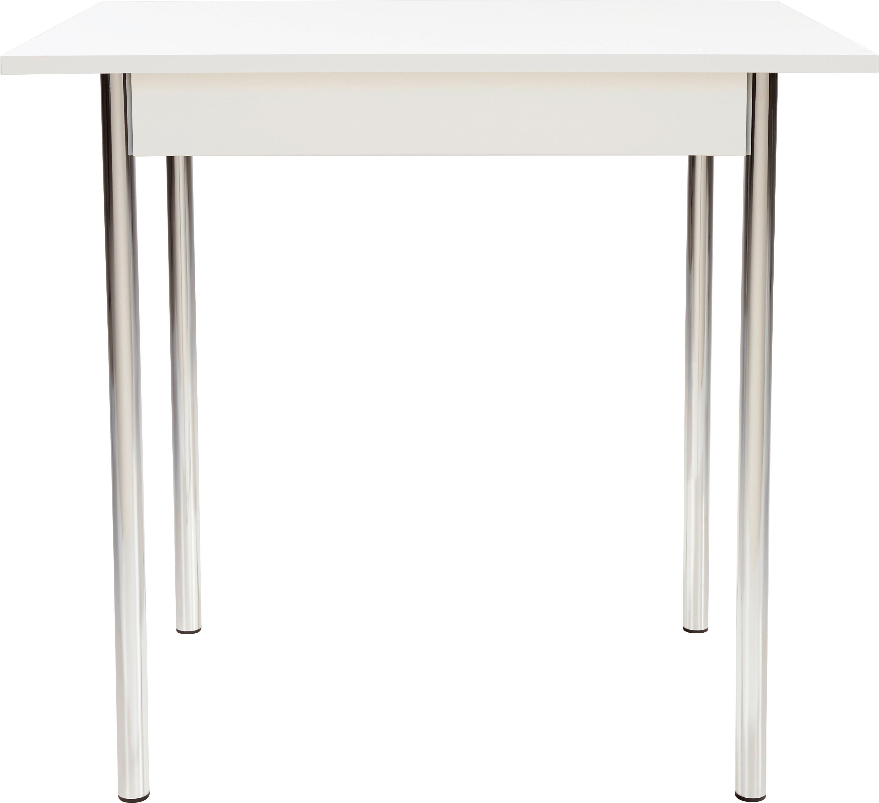 Esstisch Köln 75x55 cm Weiß/Chrom - Chromfarben/Weiß, MODERN, Holzwerkstoff/Metall (75/72/55cm)