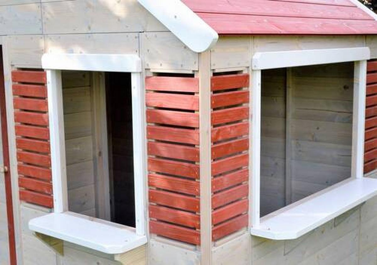 Spielhaus Krokodil Naturfarben/Rot, B: 155 cm - Rot/Naturfarben, KONVENTIONELL, Holz (155/168/120cm)