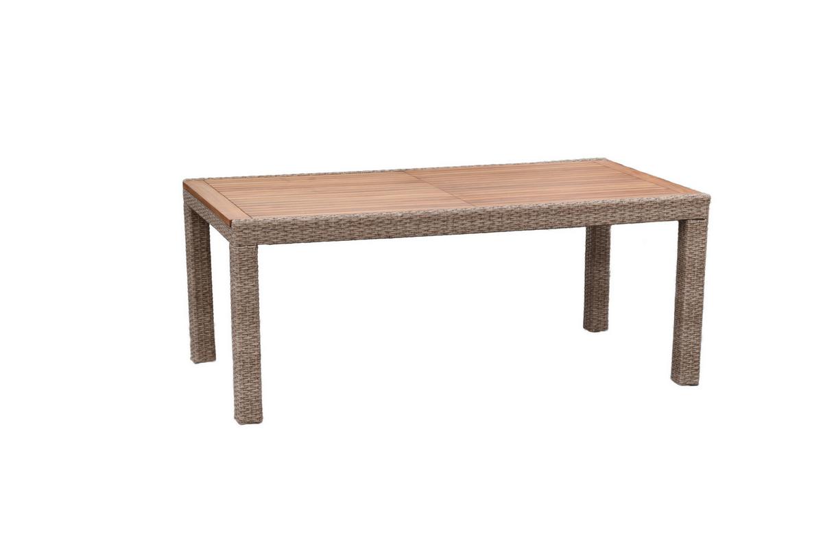 Gartentischgruppe Avellino 9--Teilig. Aus Akazie - Beige/Beigebraun, KONVENTIONELL, Holz/Kunststoff - Gardenson