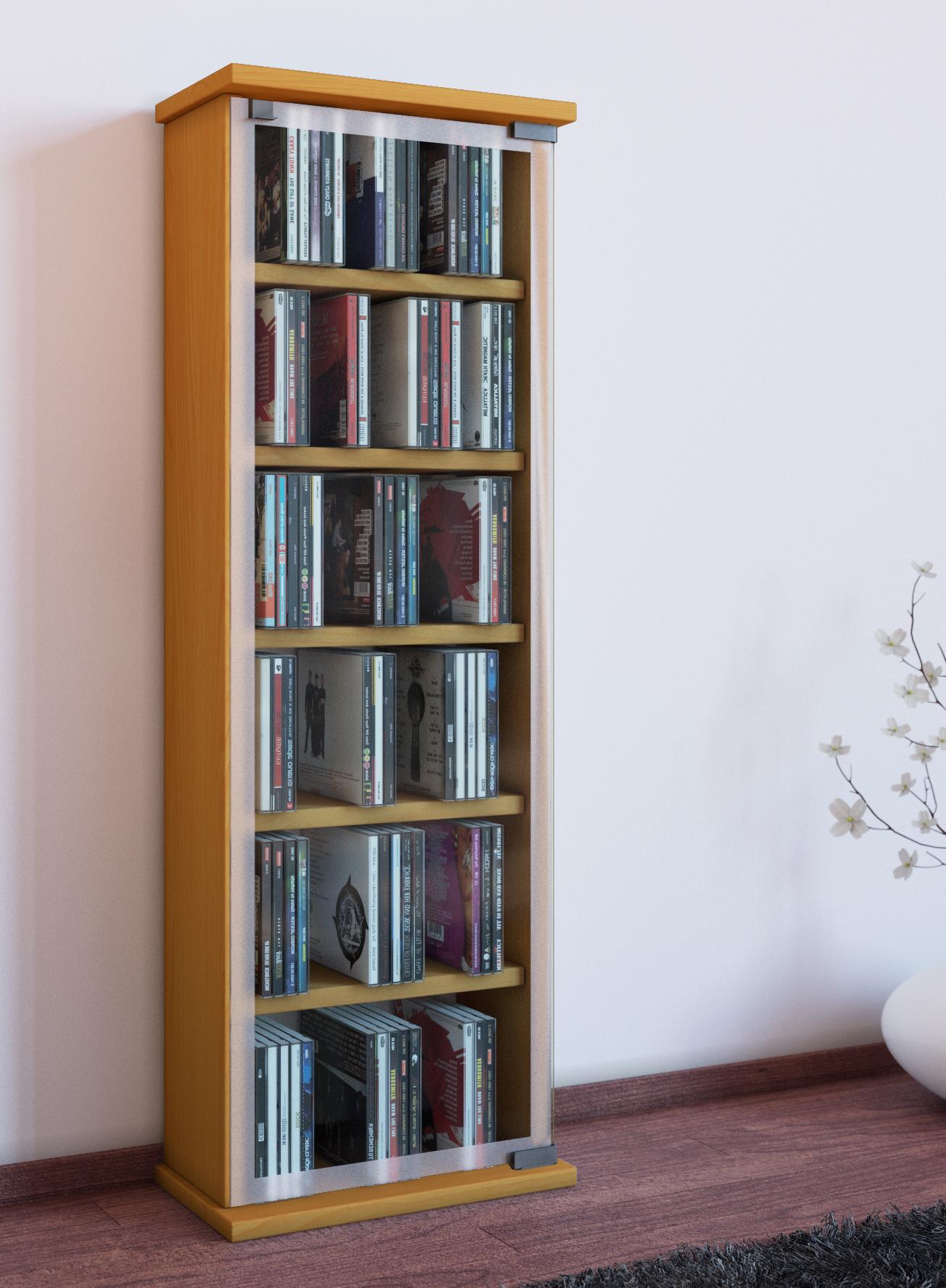 CD Regal mit Glastür Classic 31 cm Buche Dekor - Buchefarben, KONVENTIONELL, Glas/Holzwerkstoff (31/92/18cm) - MID.YOU