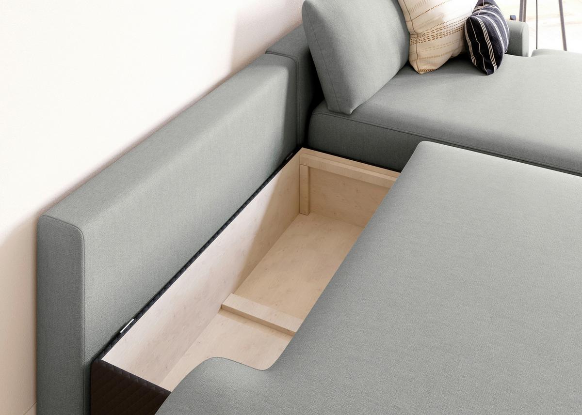 Eckschlafsofa Prag, Grau S: 253x167 cm - Schwarz/Grau, MODERN, Textil (253/167cm) - Trendmanufaktur