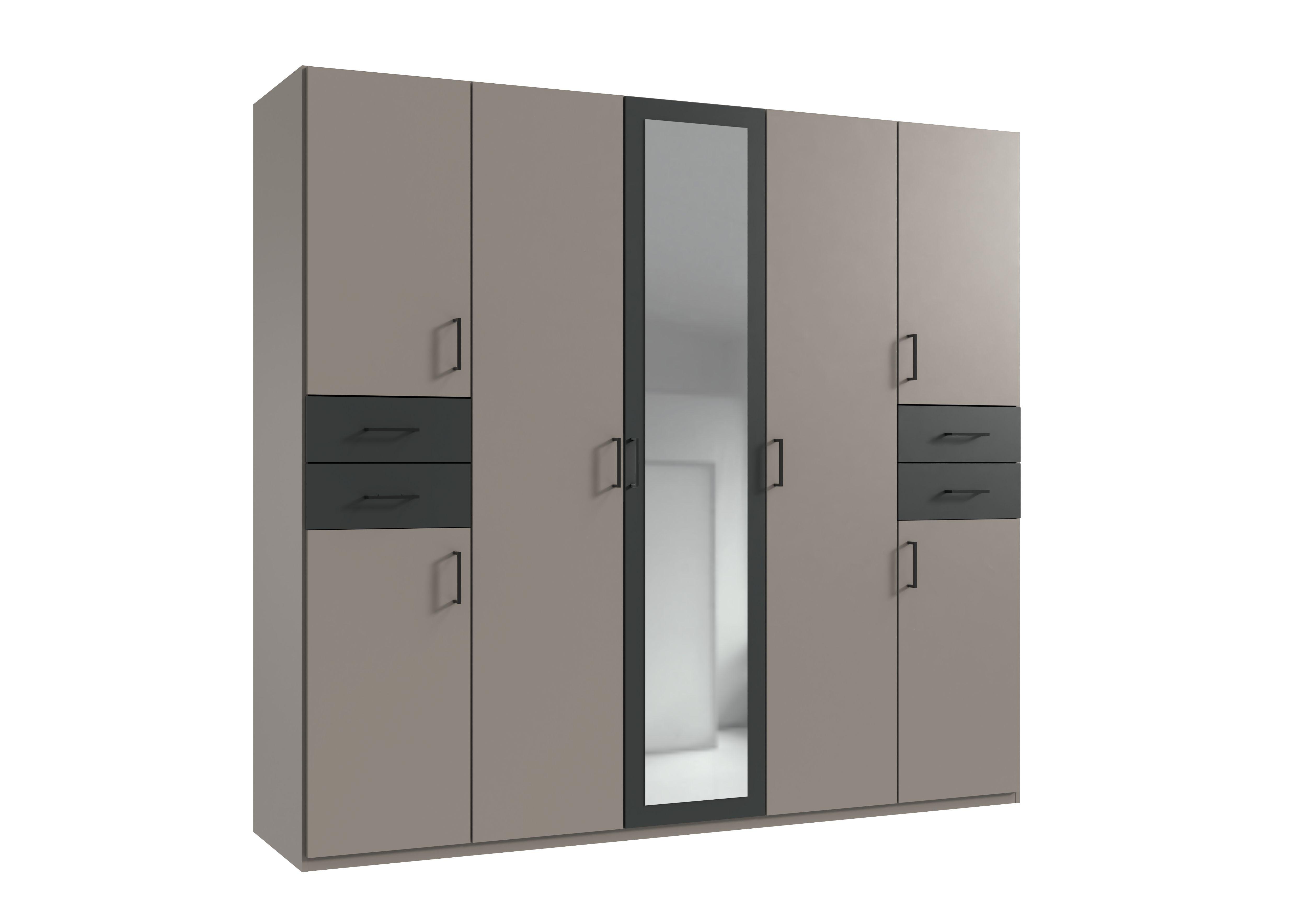 Drehtürenschrank Vegas Sahara/Graphit/Grau B: 225 cm - Graphitfarben/Grau, Basics, Glas/Holzwerkstoff (225/208/58cm) - MID.YOU