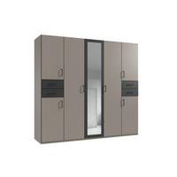 Drehtürenschrank Vegas Sahara/Graphit/Grau B: 225 cm - Graphitfarben/Grau, Basics, Glas/Holzwerkstoff (225/208/58cm) - MID.YOU