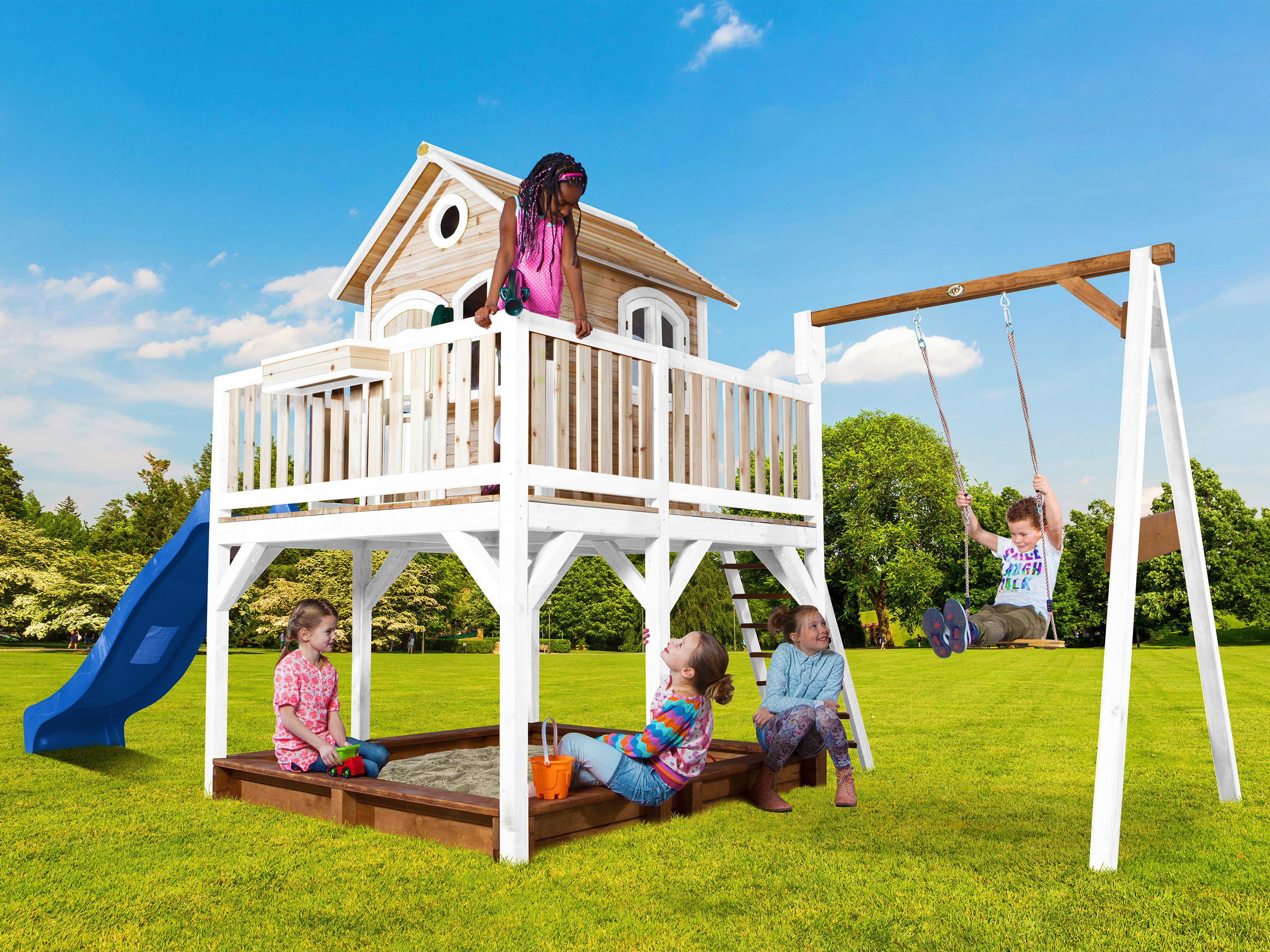 Spielturm A030.152.31 - Blau/Braun, KONVENTIONELL, Holz/Kunststoff (541/291/277cm) - Ambia Garden