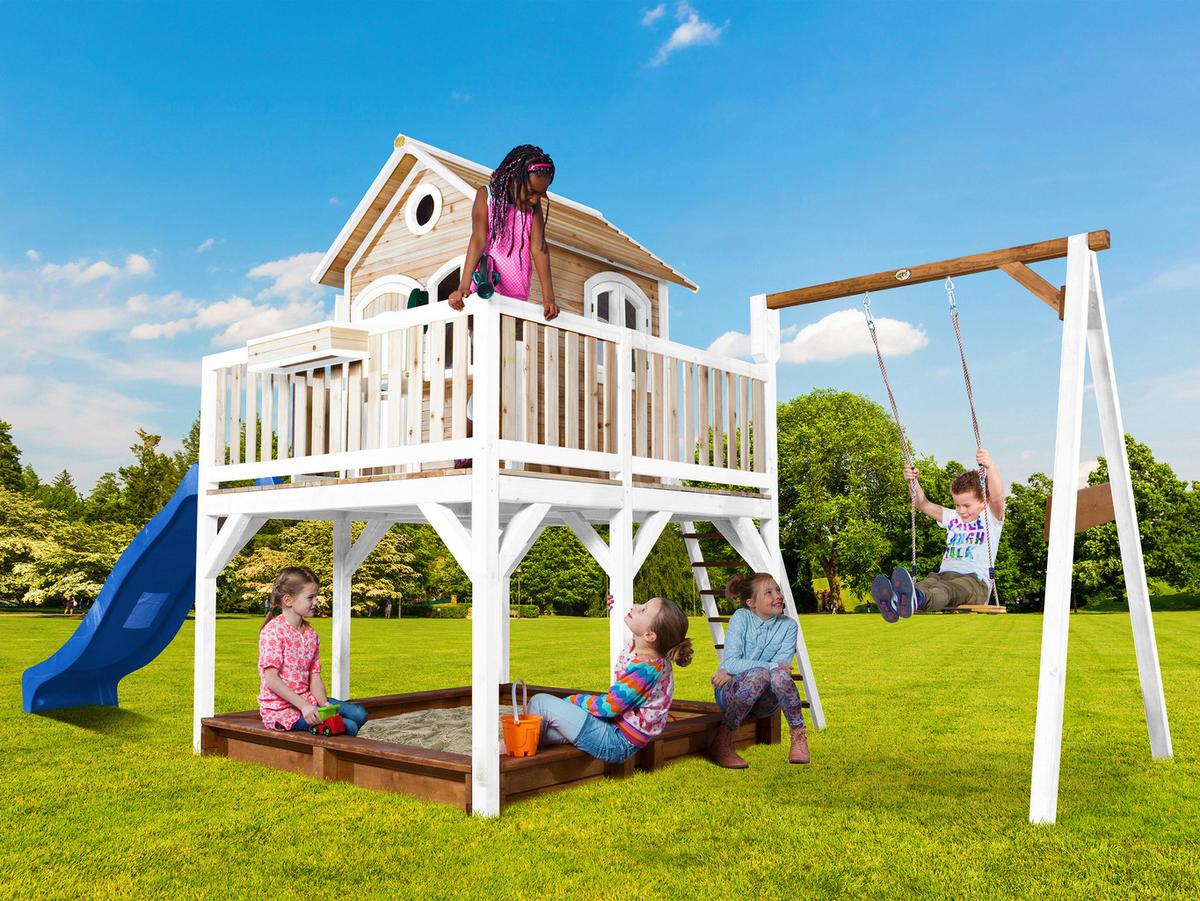 Spielturm A030.152.31 - Blau/Braun, KONVENTIONELL, Holz/Kunststoff (541/291/277cm) - Ambia Garden