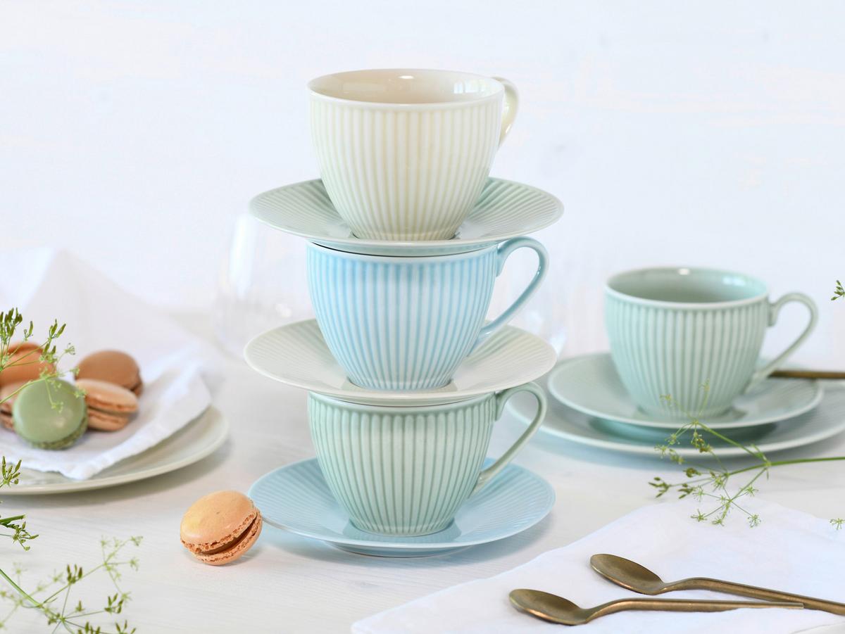 Kaffeeservice Valencia,18 -Teilig. Creme,pastellgrün,pastellblau - Pastellblau/Pastellgrün, Basics, Keramik - Creatable