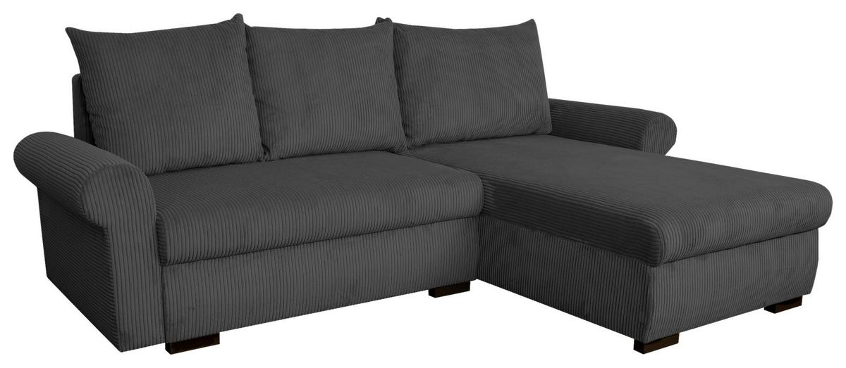 ECKSCHLAFSOFA Vasco, Anthrazit LF: 233x168cm - Anthrazit/Schwarz, Trend, Textil (233/168cm)