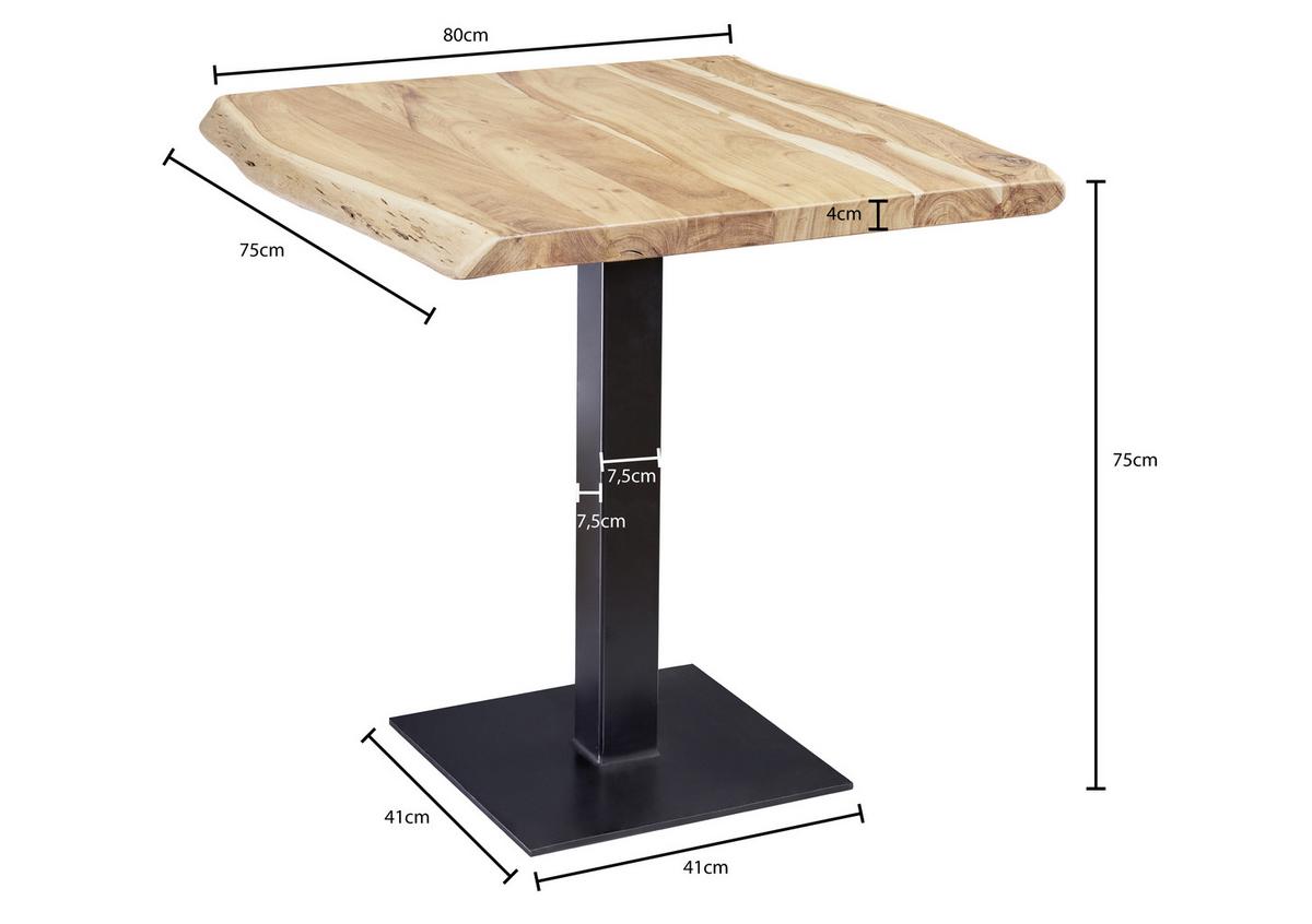 Esstisch Mit Echtholz-platte 80x75 Cm Akazie/schwarz - Schwarz/Naturfarben, MODERN, Holz/Metall (80/75/75cm) - MID.YOU