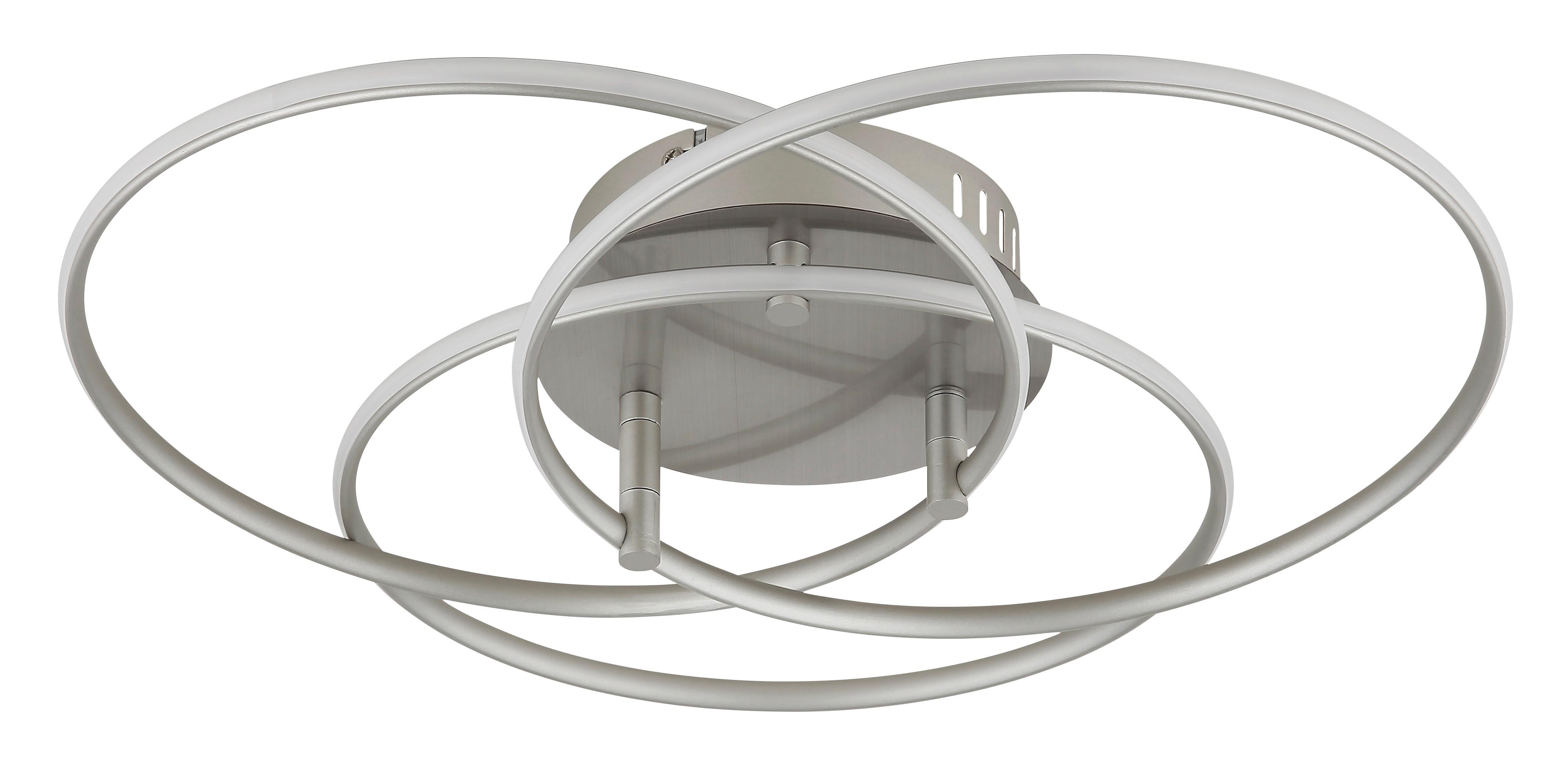 LED-Deckenleuchte Kombos Weiß Nickelfarben D: 45,6 cm - Weiß/Nickelfarben, Design, Kunststoff/Metall (45,6/9,4cm) - Globo