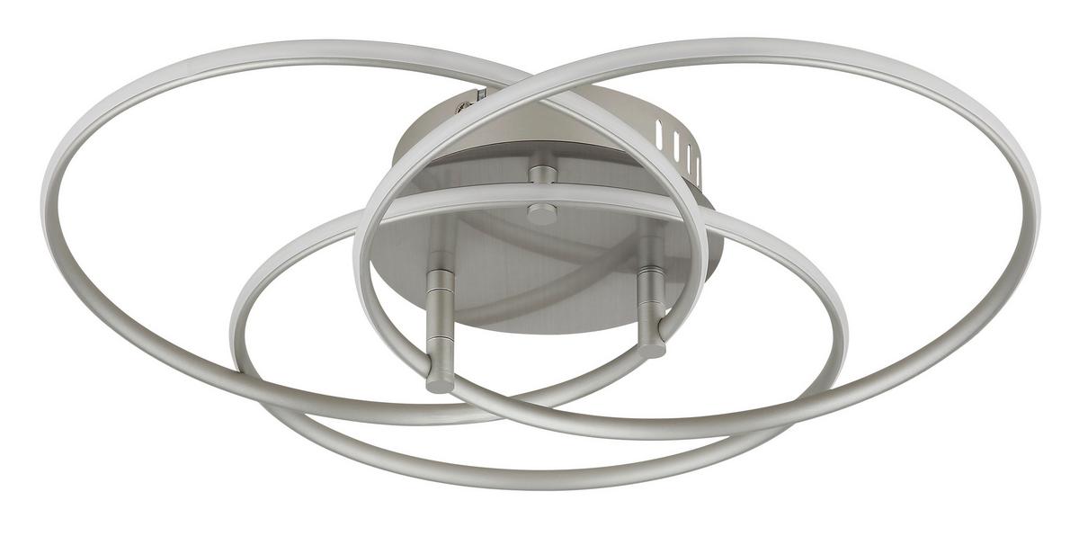 LED-Deckenleuchte Kombos Weiß Nickelfarben D: 45,6 cm - Weiß/Nickelfarben, Design, Kunststoff/Metall (45,6/9,4cm) - Globo