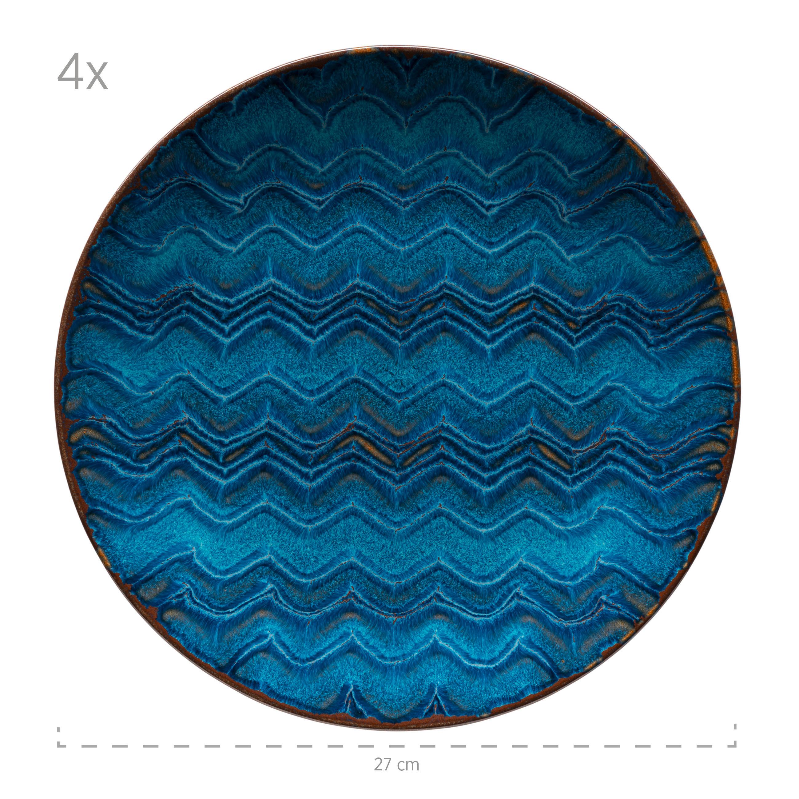 Tafelservice Blau Stainzeug 12-Teilig - Blau, Basics, Keramik - Mäser