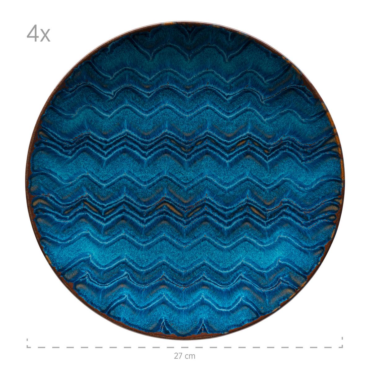 Tafelservice Blau Stainzeug 12-Teilig - Blau, Basics, Keramik - Mäser