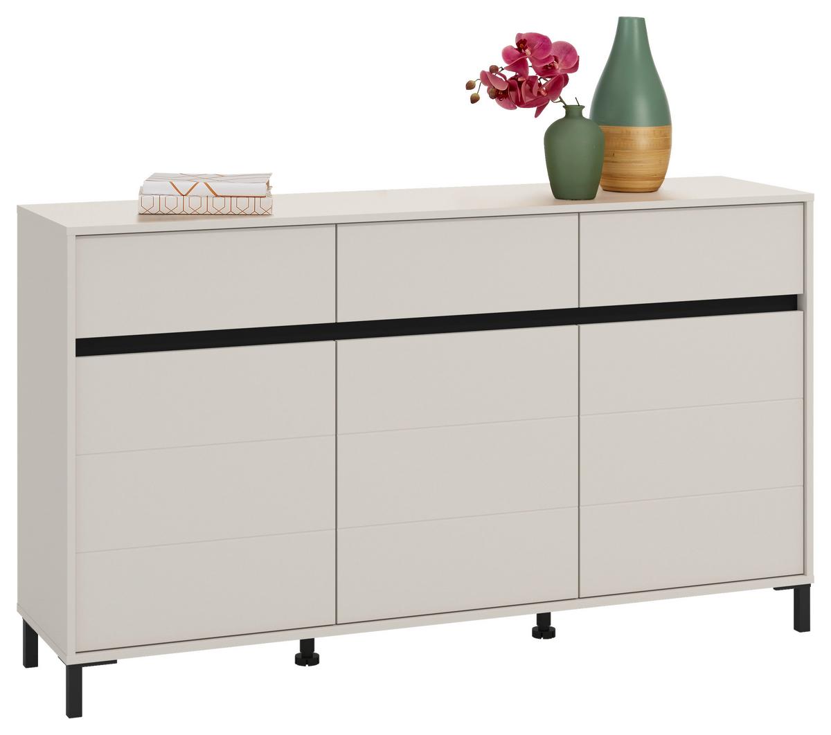 Komód Marron - kasmírszínű/fekete, Basics, faalapú anyag (157/90/40cm)