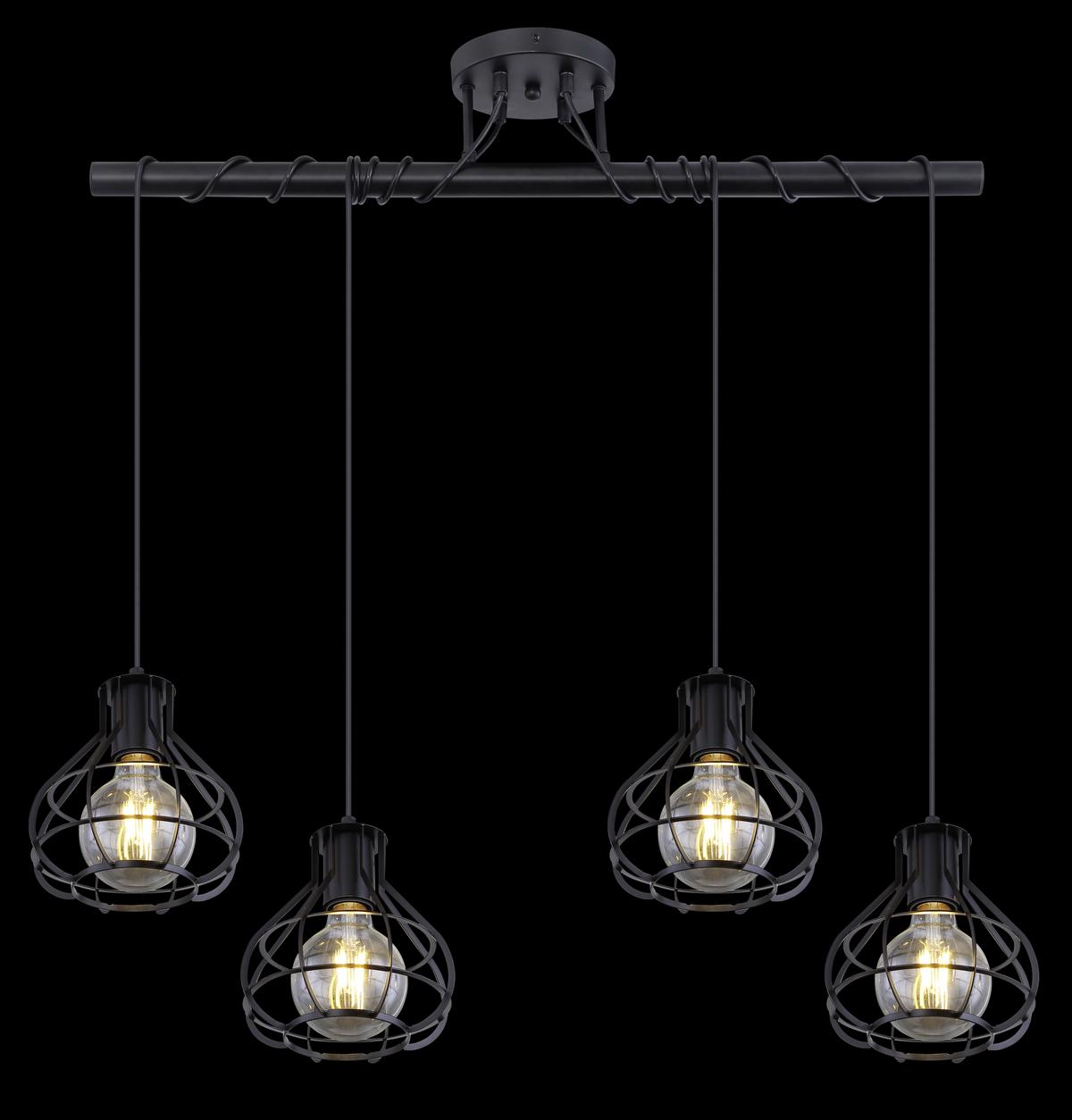 Deckenleuchte Clarista L: 80 Cm 4-Flammig - Schwarz, Trend, Metall (80/18/100cm) - Globo
