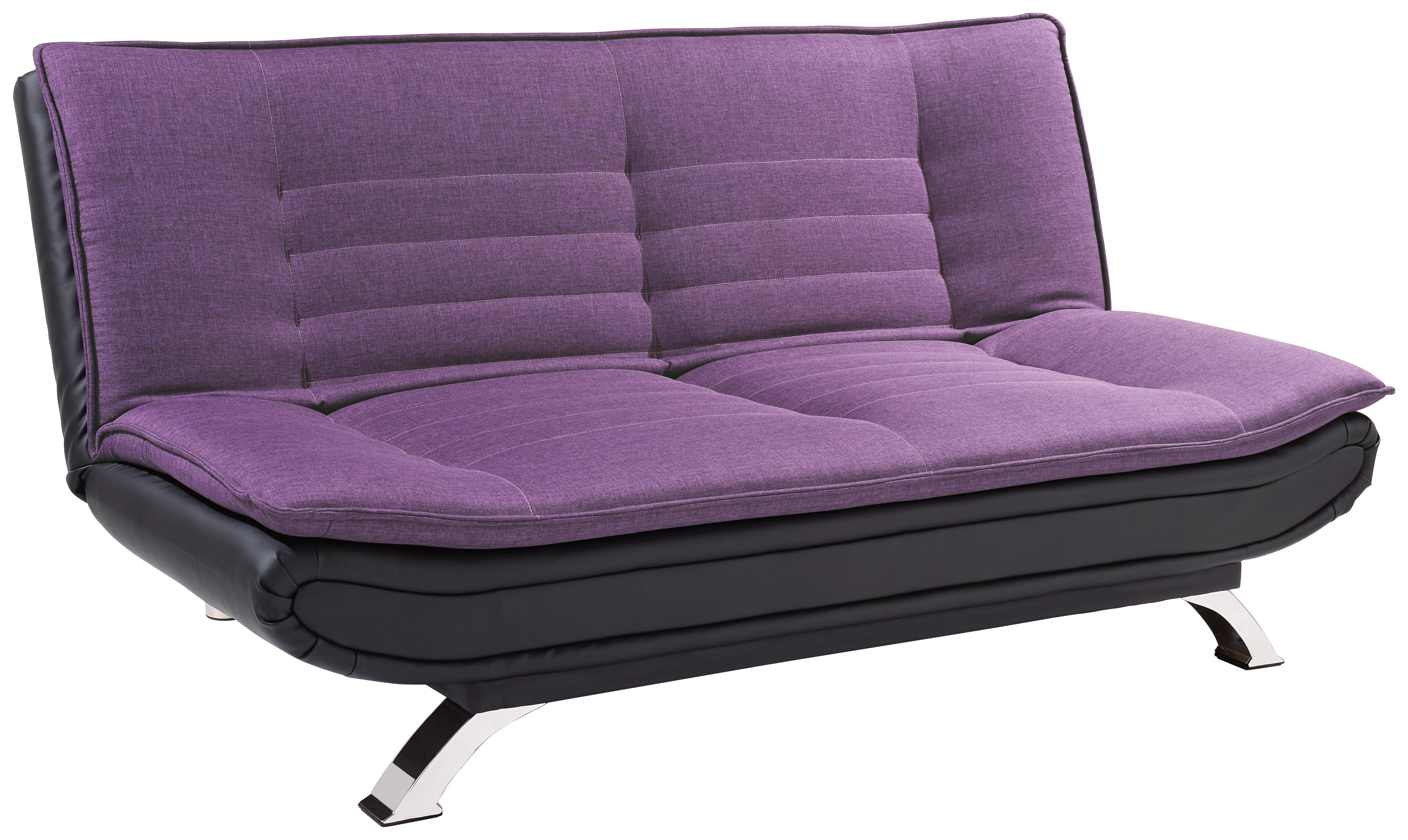 Schlafsofa Bari - Edelstahlfarben/Violett, Basics, Textil/Metall (190/90/102cm) - Ombra