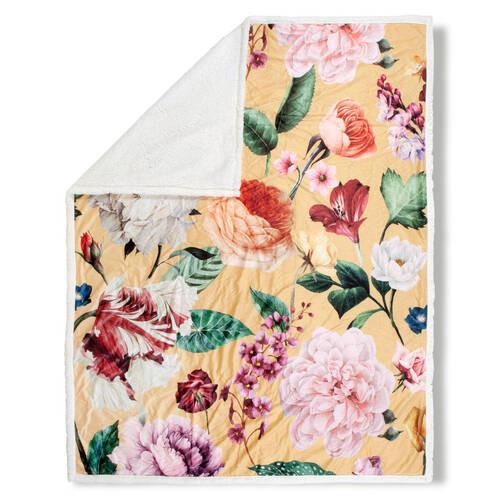 Plaid Fiori Gelb Goldfarben 130x160 Cm - Gelb/Goldfarben, Design, Textil (130/160cm)