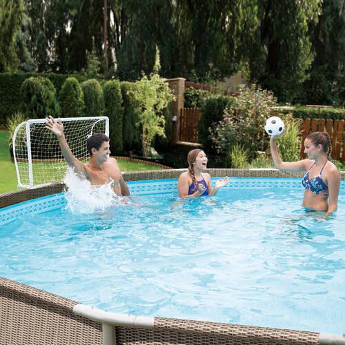 Wasserball-Set mit Tor Weiß B: 20 cm - Weiß, KONVENTIONELL, Kunststoff (20/95/110cm)