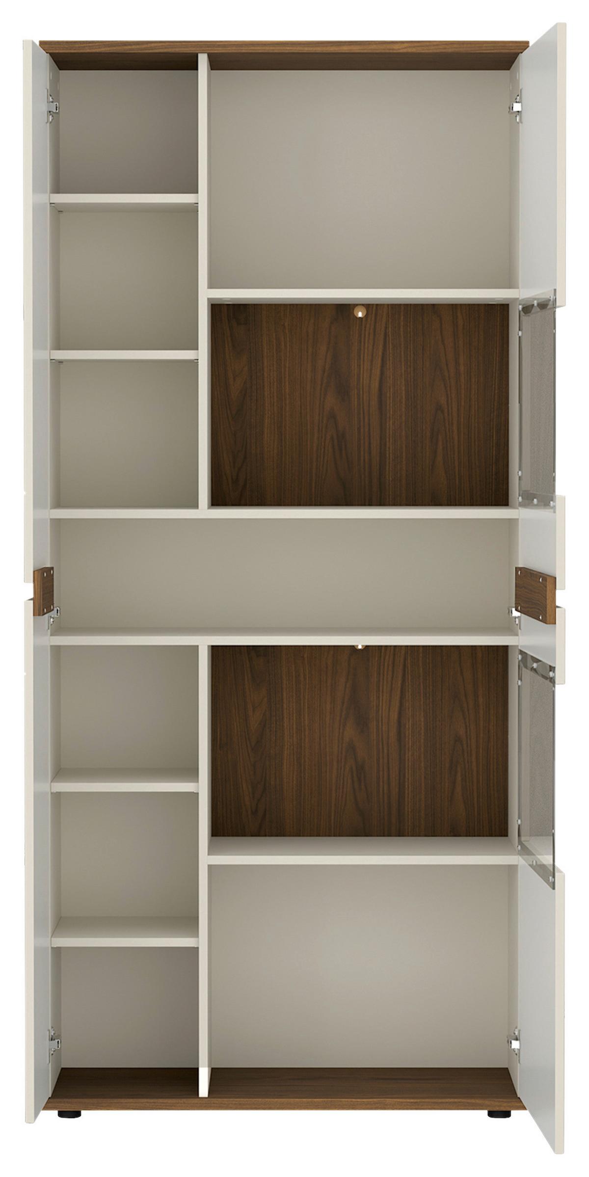 Vitrine Kansas Nussbaum/Kaschmir B: 90cm - Kaschmir/Nussbaumfarben, Basics, Glas/Holzwerkstoff (90/199/38cm) - Hom`in
