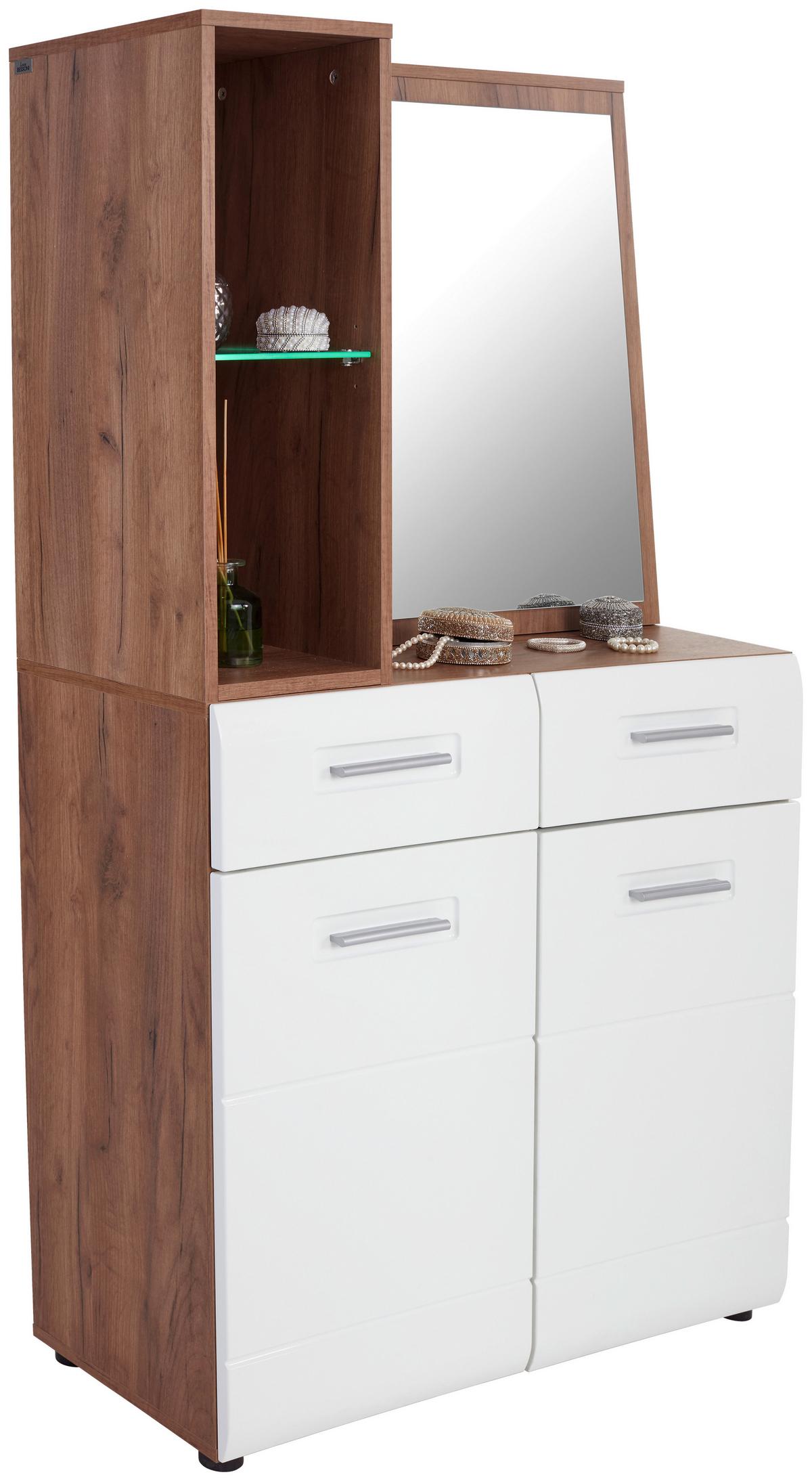 Spiegelelement Avensis New Eiche Dekor Mit 2 Ablagen - Eichefarben, KONVENTIONELL, Glas/Holzwerkstoff (90/70/25cm) - Luca Bessoni