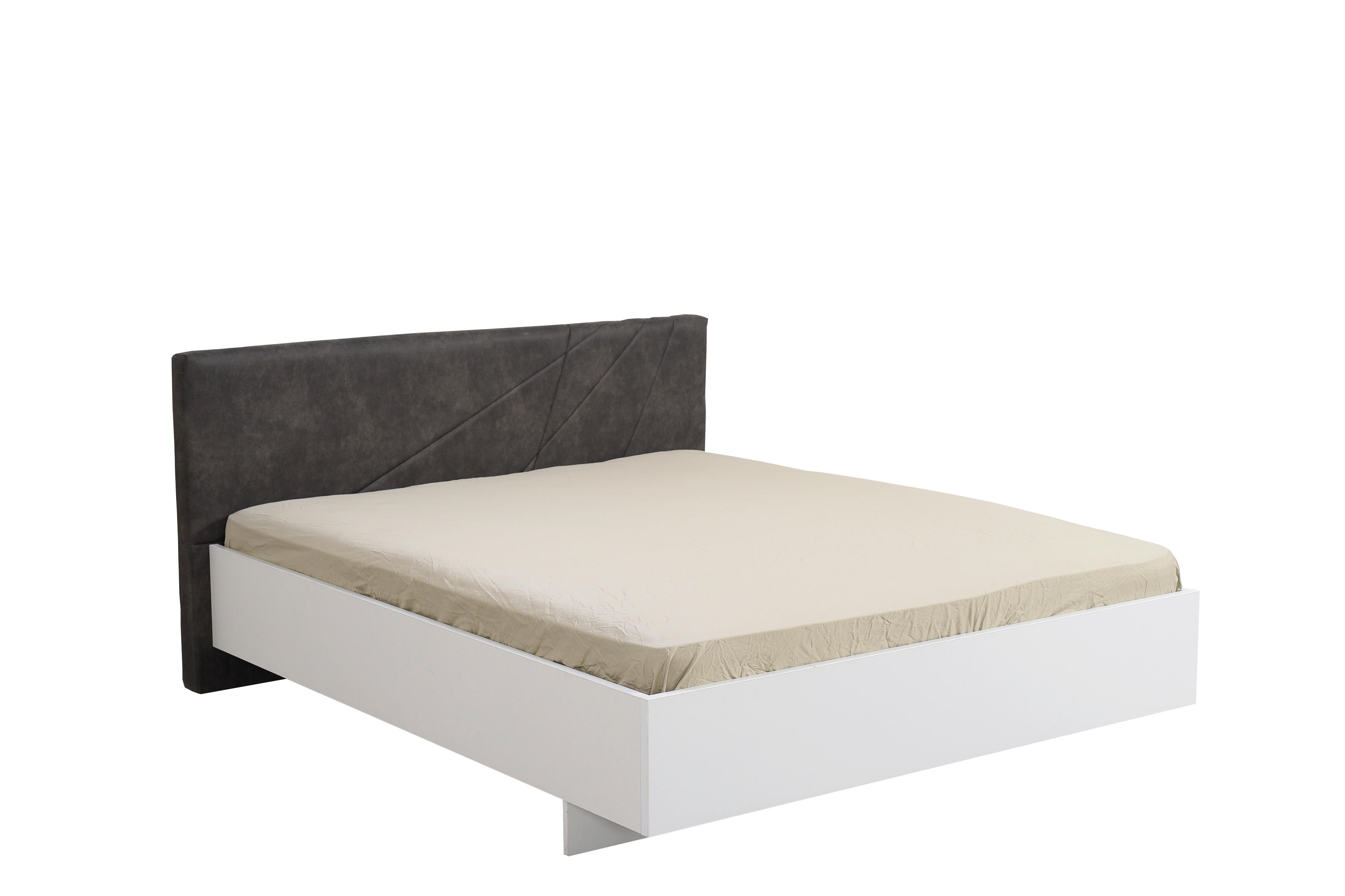 Ágykeret Ksanti 160/200 Cm - fehér, Basics, faalapú anyag/textil (160/200cm)