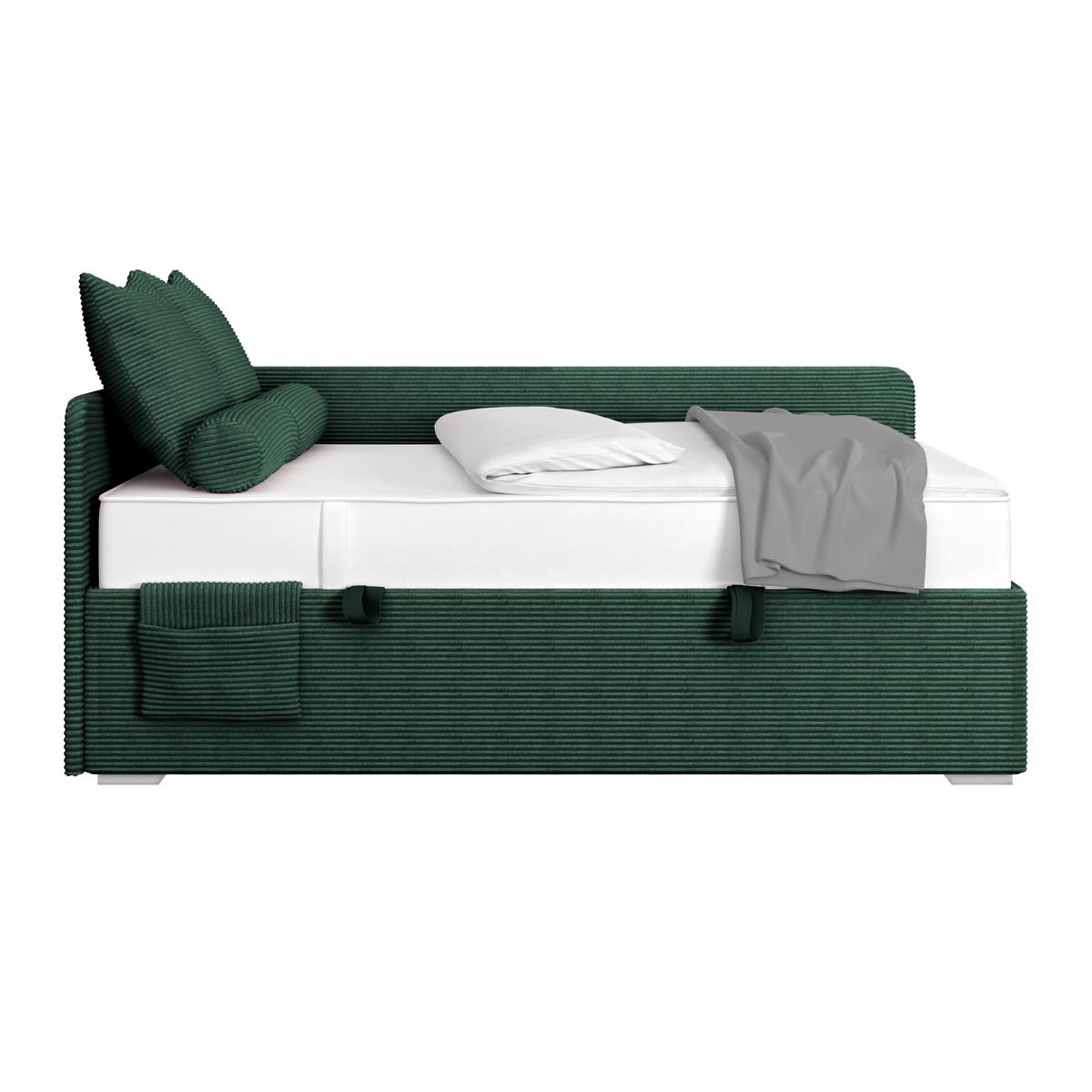 Kárpitozott Ágy Remi 140/200cm - rózsaszín/sötétzöld, Modern, textil/fa (140/200cm)