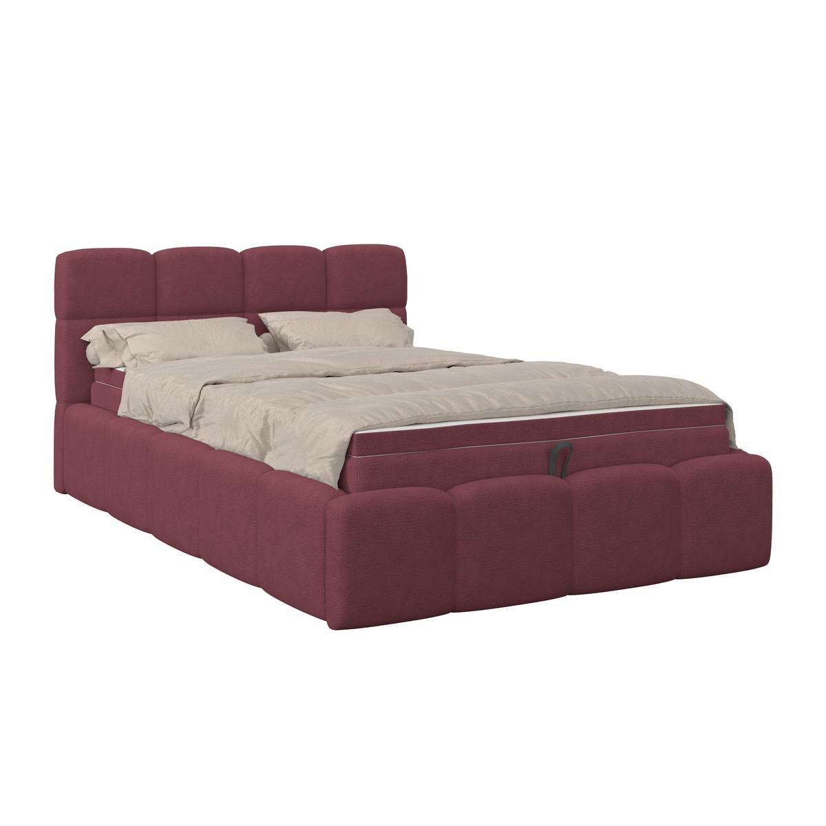 Polsterbett Noe Bordeaux 120x200 Cm - Bordeaux/Schwarz, Trend, Textil/Metall (120/200cm)