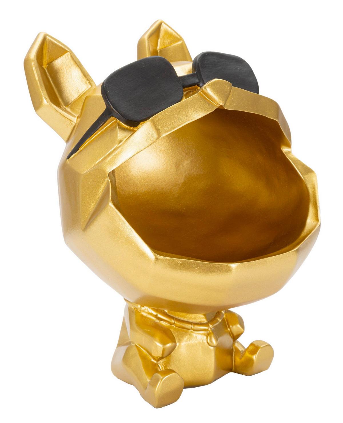 Skulptur Decor Dog Schwarz, Goldfarben B: 17 cm - Goldfarben/Schwarz, Basics, Kunststoff (17/23.5/17cm)