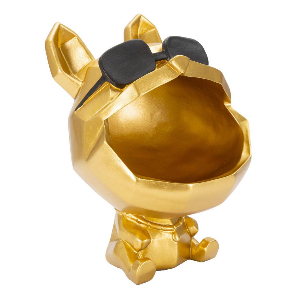 Skulptur Decor Dog Schwarz, Goldfarben B: 17 cm