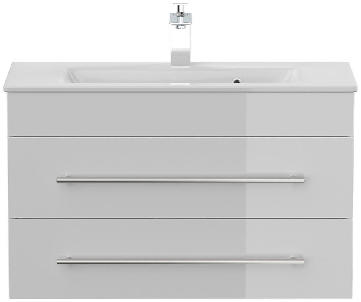 Badezimmer Portus Weiß Hg B: 80,4 cm - Weiß Hochglanz/Weiß, MODERN, Keramik/Holzwerkstoff (80,4cm) - MID.YOU