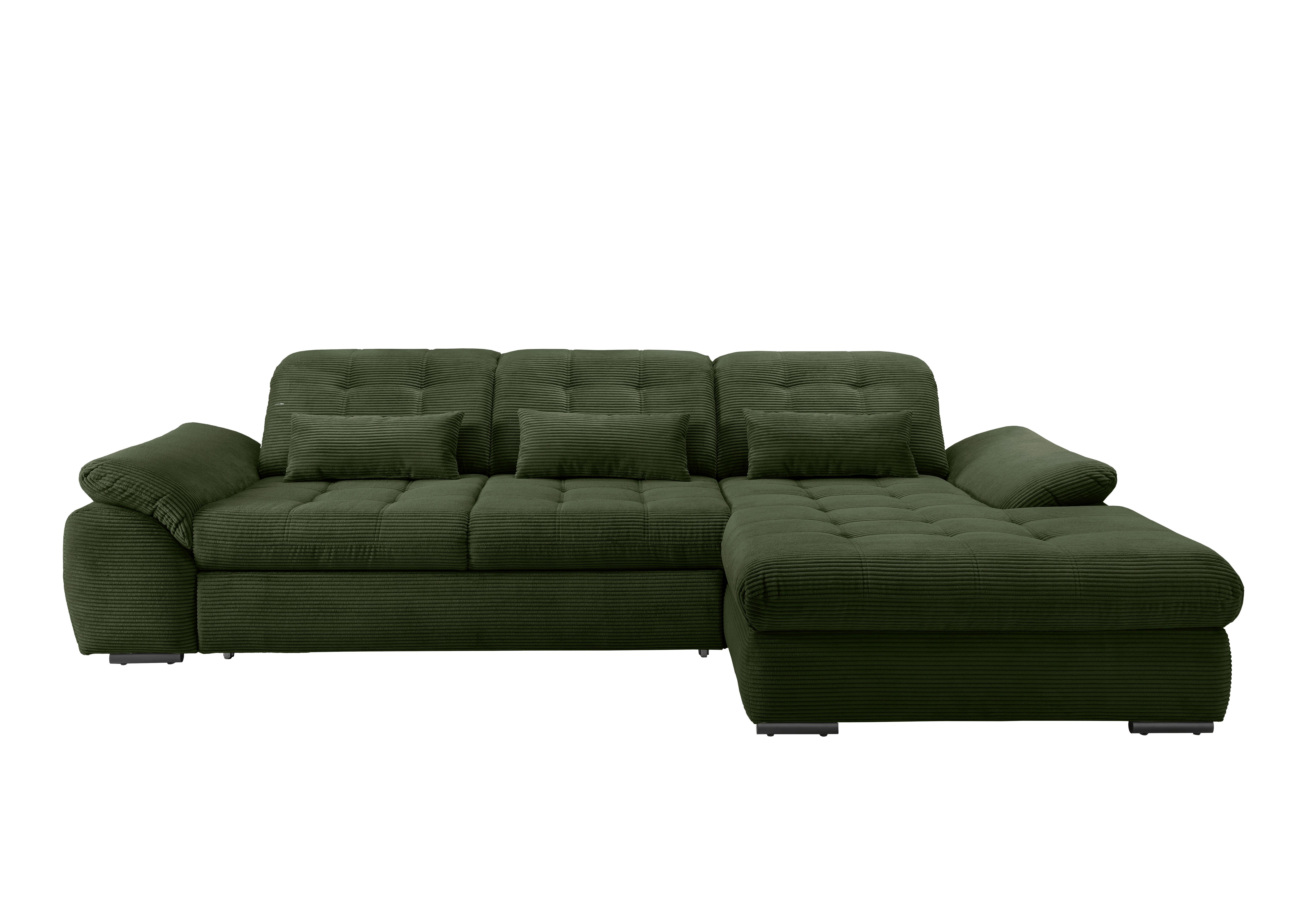 Ecksofa mit Bettkasten Rigatti Dunkelgrün 314x184cm - Dunkelgrün/Schwarz, MODERN, Textil (314/184cm) - Livetastic
