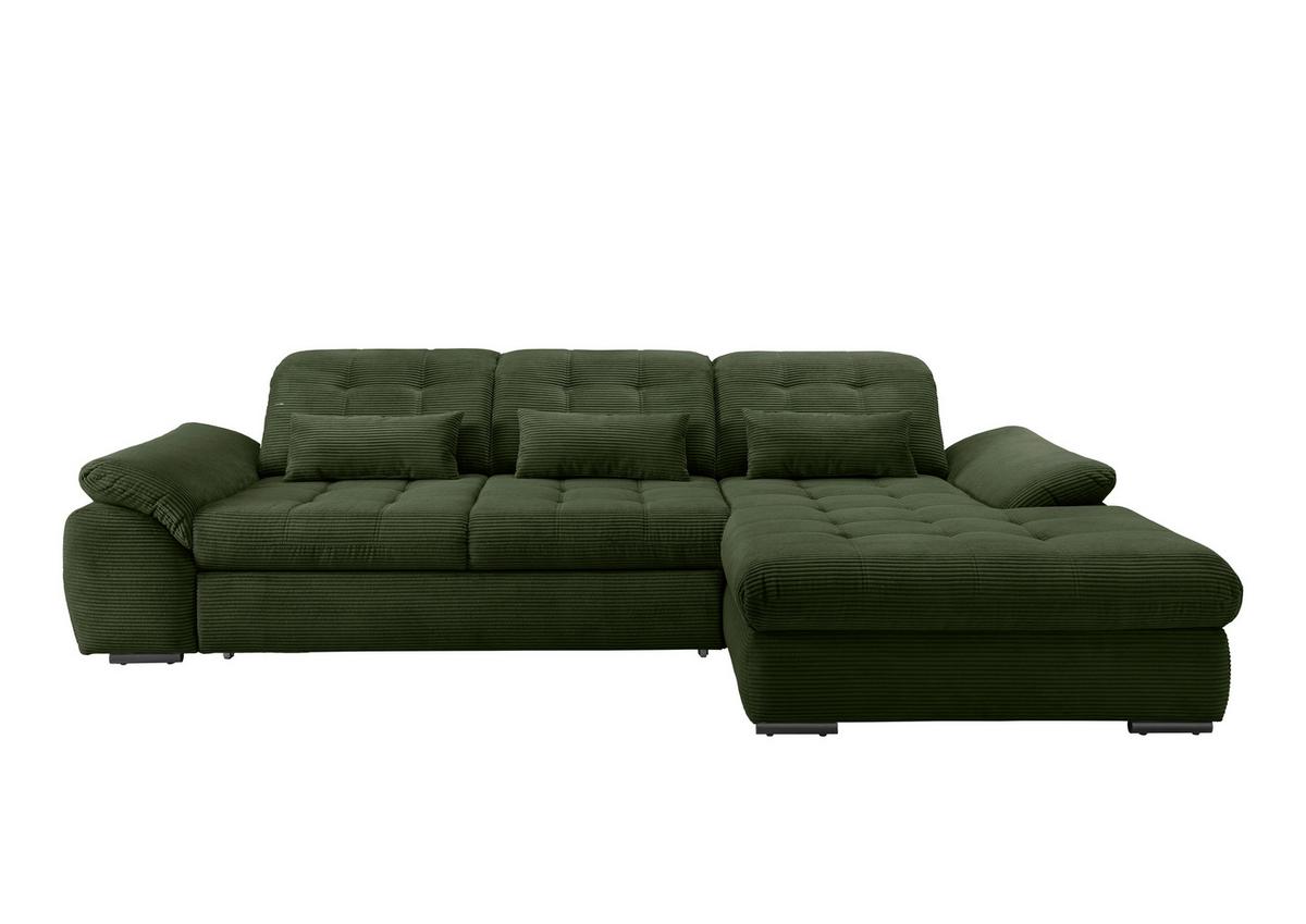 Ecksofa Mit Bettkasten Rigatti Dunkelgrün 314x184cm - Dunkelgrün/Schwarz, MODERN, Textil (314/184cm) - Livetastic
