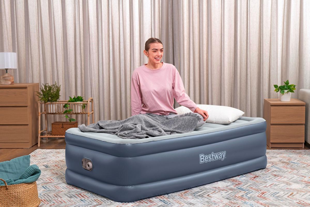 Luftbett Günther 191x97x51 cm Bis 150kg, inkl. Pumpe - Dunkelblau/Grau, KONVENTIONELL, Kunststoff/Metall (191/97/51cm) - Bestway