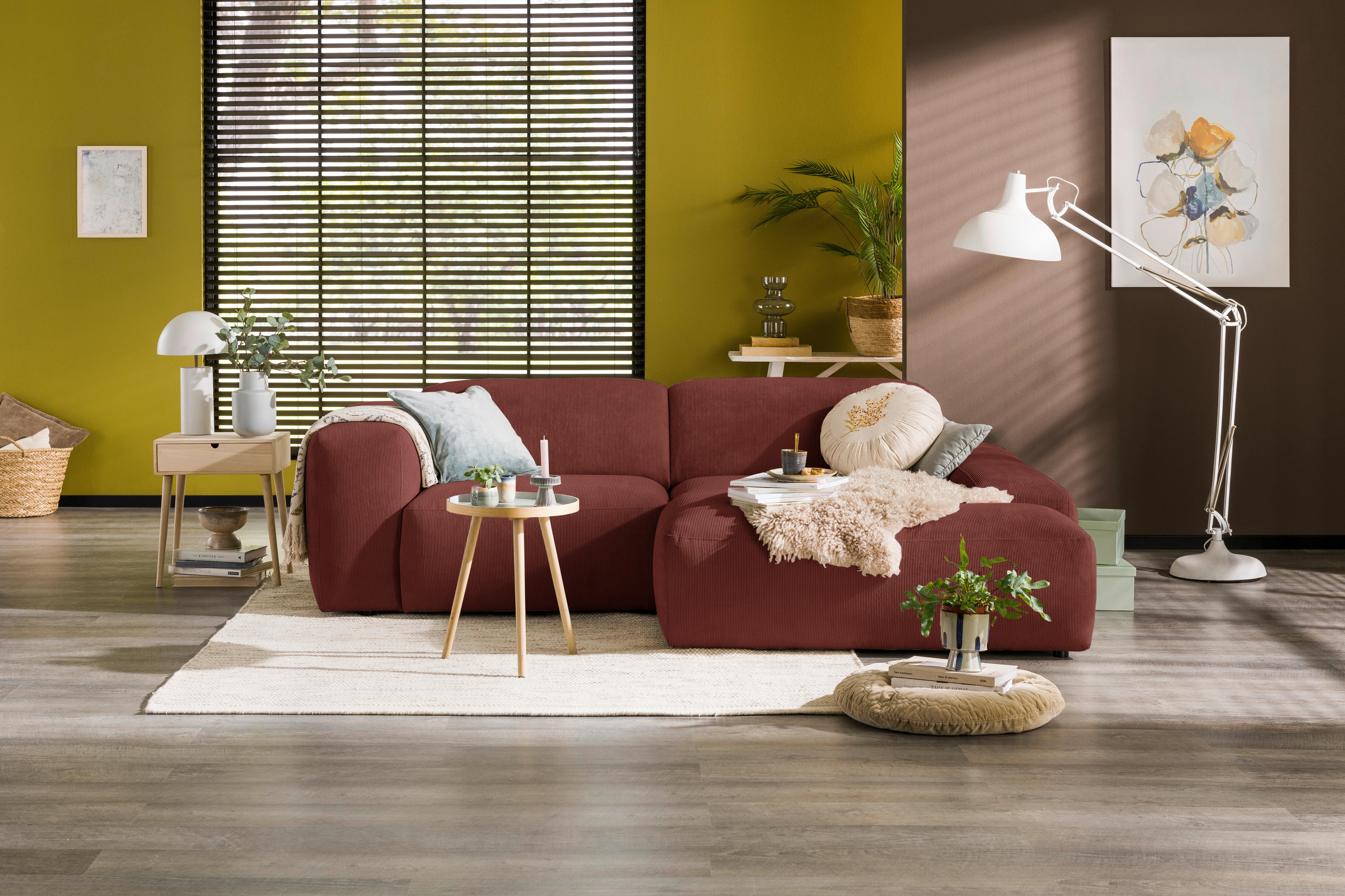 Ecksofa Hannah Rot 252x170 cm - Rot/Schwarz, Design, Textil (252/170cm) - MID.YOU