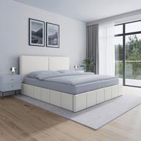 Čalúnená posteľ MILA 180x200 cm, biela - čierna/slonovinová, Modern, kov/drevo (180/200cm) - Bessagi Home