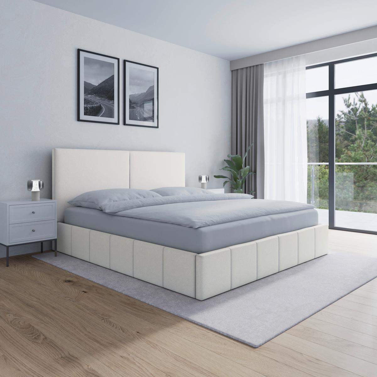 Čalúnená posteľ MILA 180x200 cm, biela - čierna/slonovinová, Modern, kov/drevo (180/200cm) - Bessagi Home