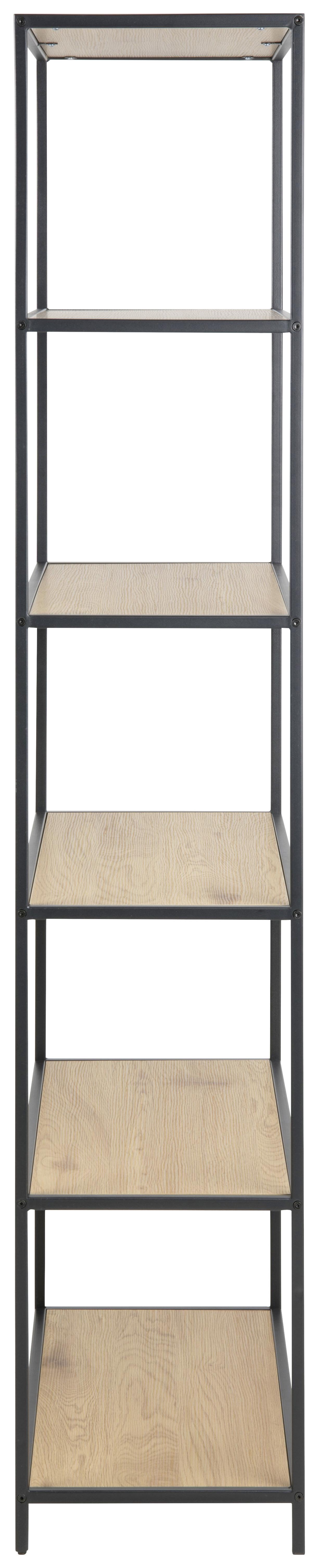 MID.YOU Regal Seaford B 77cm, Schwarz/Eiche Dekor