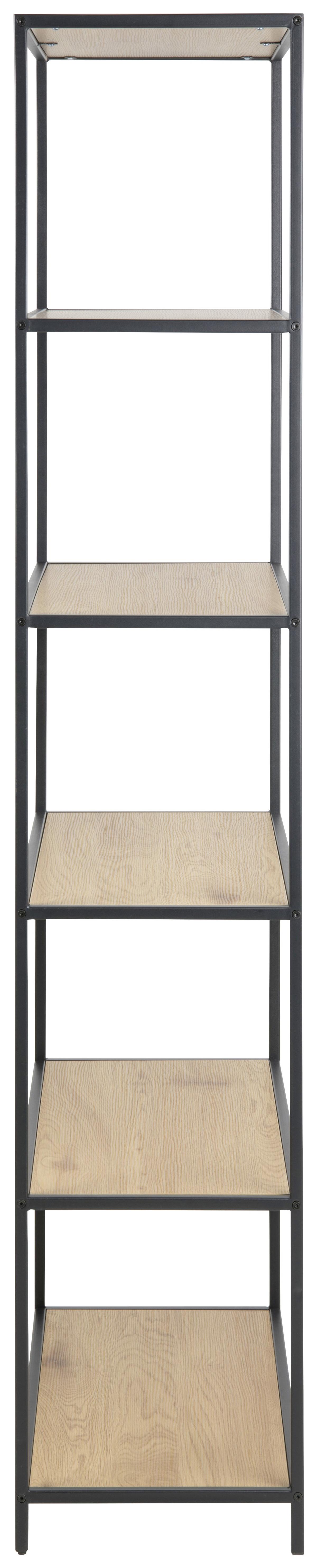 Regal Seaford B 77cm, Schwarz/eiche Dekor - Eichefarben/Schwarz, Trend, Holzwerkstoff/Metall (77/185/35cm) - MID.YOU