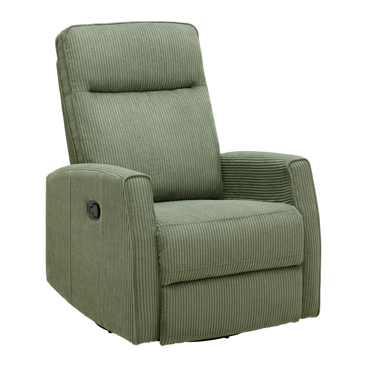 Relaxačné kreslo MELINDA, tm.zelený menč., max. 140 kg - čierna/zelená, Konventionell, kov/drevo (76/103/96cm) - Mömax