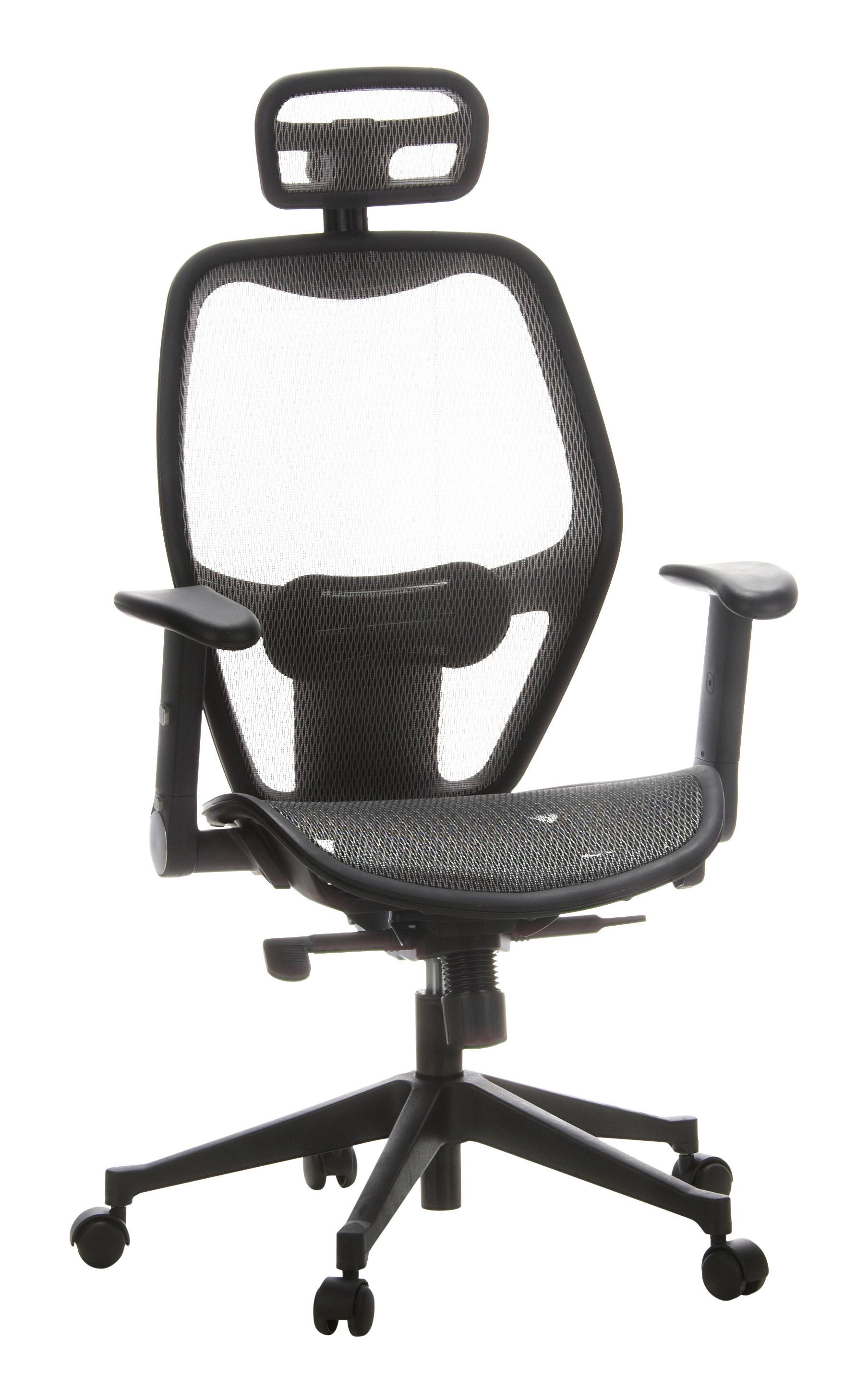 Bürostuhl Air-Port Mit Armstützen Grau/Schwarz - Schwarz/Grau, Basics, Kunststoff/Textil (59/117/48cm) - MID.YOU