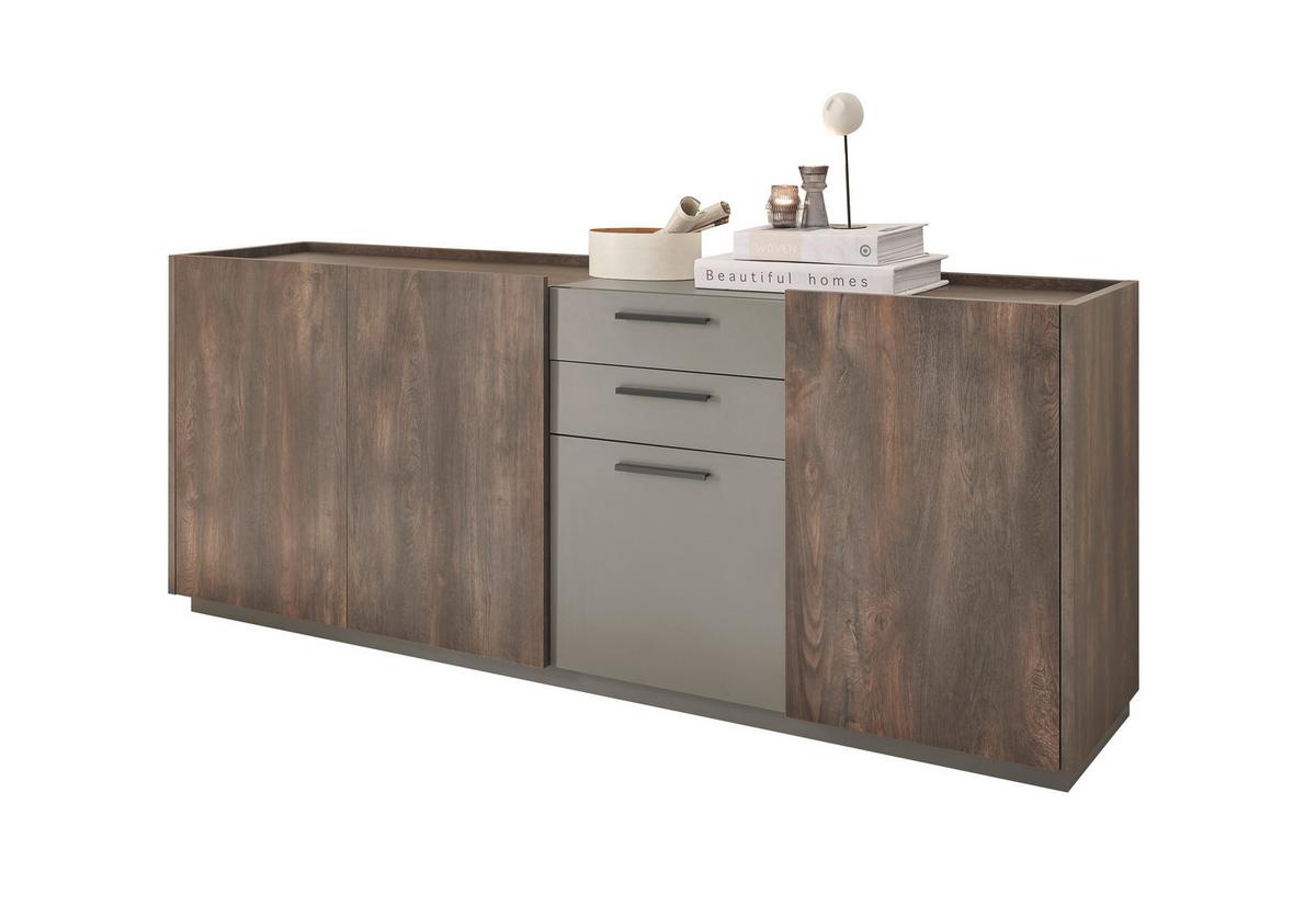 Sideboard Largo Anthrazit/Eichefarben B: 200cm - Eichefarben/Anthrazit, Design, Holzwerkstoff (200/80/45cm) - MID.YOU