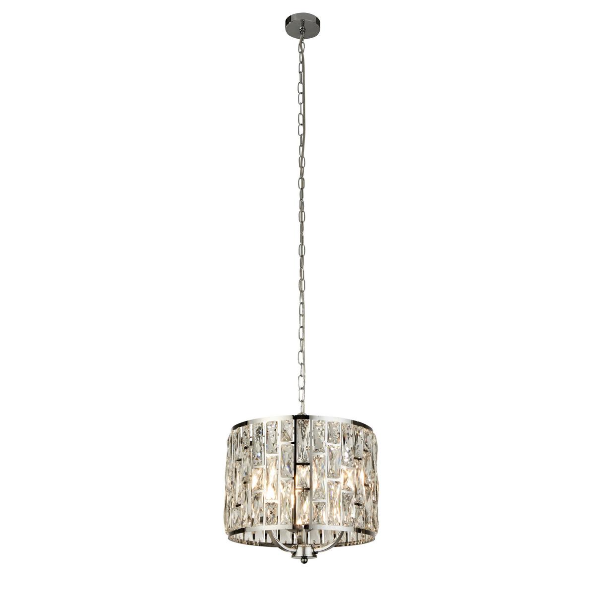 Hängeleuchte Bijou H: 144 cm 3-Flammig - Chromfarben, Design, Glas/Metall (38/38-144cm)