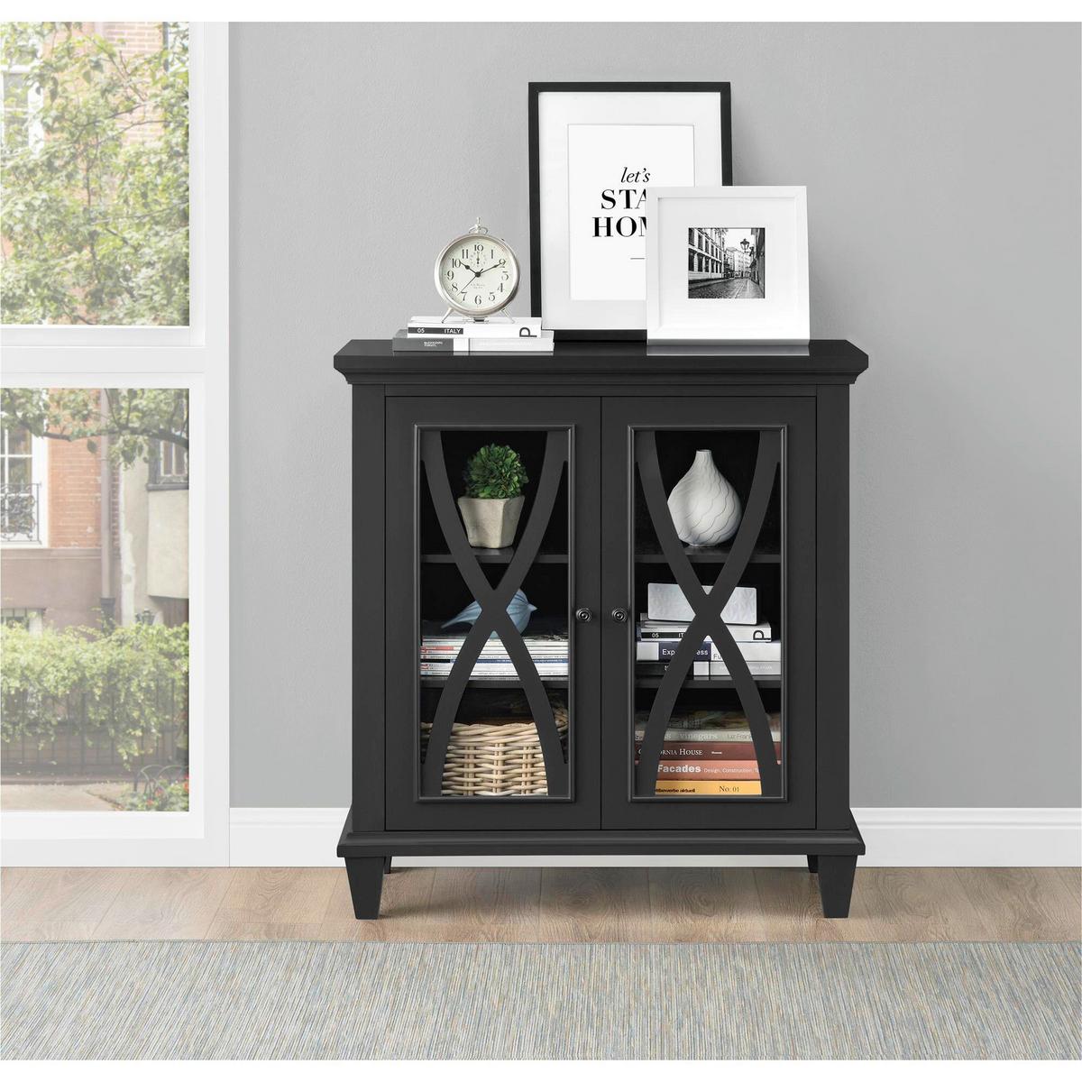 Kommode Ellington Schwarz B: 79cm - Schwarz, Design, Glas/Holzwerkstoff (79/85/37cm) - MID.YOU