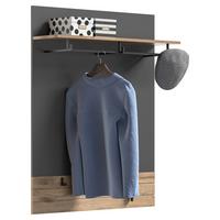 Garderobenpaneel Mason Eiche/ Grau Hutablage B: 90cm 3 Haken - Eichefarben/Grau, MODERN, Holzwerkstoff (90/117/25cm) - MID.YOU